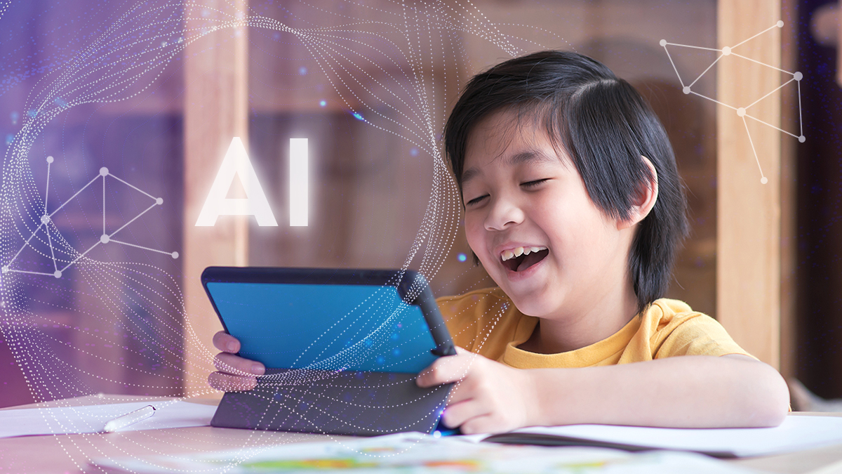Kids working with AI